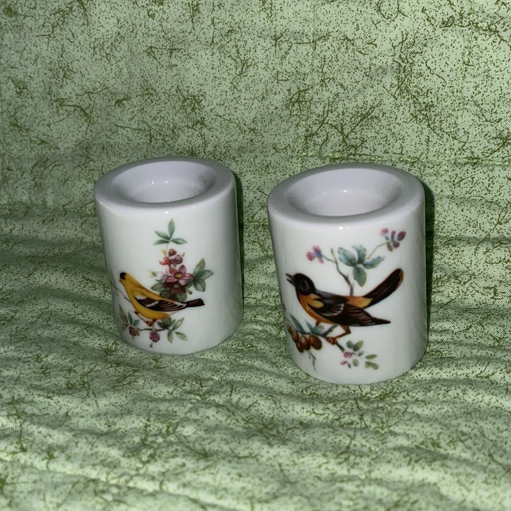 Vintage Set of two West German Mid Century Bird Themed candlestick holders